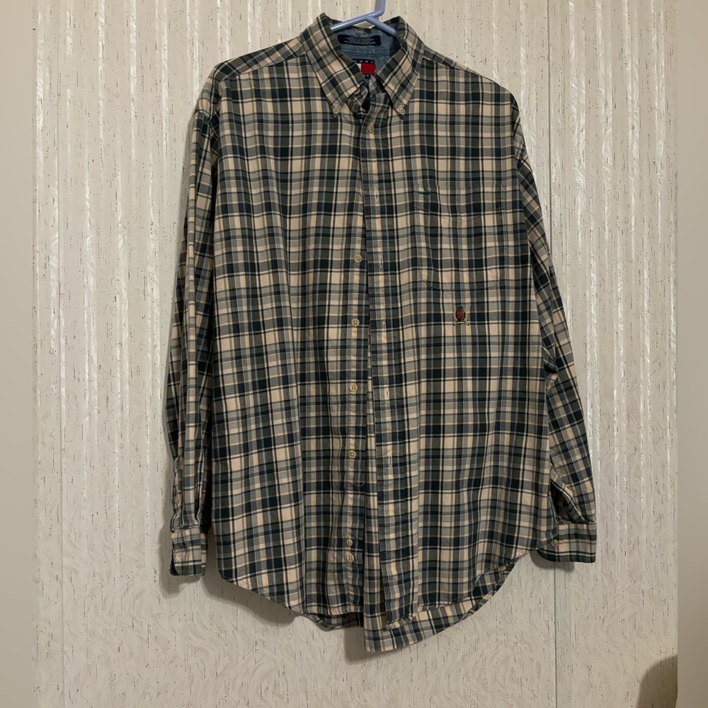 Tommy Hilfiger Navy and Cream Plaid Shirt